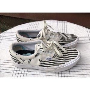 Vans ComfyCush Era Black White Striped Marshmallow Skate Shoe Men's 4.5 Women 6